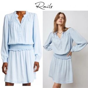 RAILS SHAWNA DRESS - LIGHT VINTAGE BLUE DENIM LONG SLEEVE SZ S NWT
